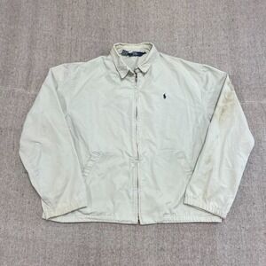 Vintage Polo Ralph Lauren Rammington jacket mens Large white 2000s y2k zip up